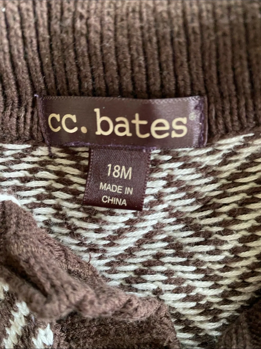 Bates Brown & Cream Patterned Collared Knit Cardigan